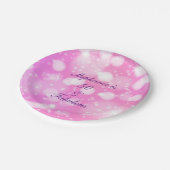 50と素晴らしい誕生日ピンクローズパープルキラキラ ペーパープレート (アングル)