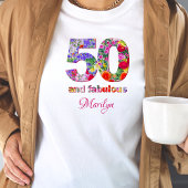 50と素晴らしい誕生日フローラデザインTシャツ Tシャツ