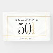 50と素晴らしい誕生日ブラックと金ゴールド 横断幕 (横)