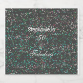 50と素晴らしい誕生日ブラックグリーングリッター クール スパークリングワインラベル (シングルラベル)