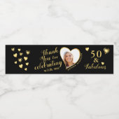 50と素晴らしい誕生日ブラック金ゴールドありがとう ペットボトルラベル (シングルラベル)