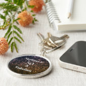 50と素晴らしい誕生日ブラック金ゴールドグリッター グラデーション キーホルダー (側面)