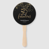 50と素晴らしい誕生日ブラック金ゴールド紙吹雪 ハンドファン (正面)
