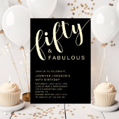 50と素晴らしい誕生日ブラック金ゴールド 箔招待状