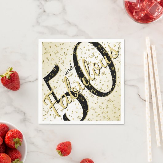 50と素晴らしい誕生日ブラック/金ゴールドスクリプト スタンダードカクテルナプキン (インサイチュ)