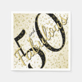 50と素晴らしい誕生日ブラック/金ゴールドスクリプト スタンダードカクテルナプキン (正面)