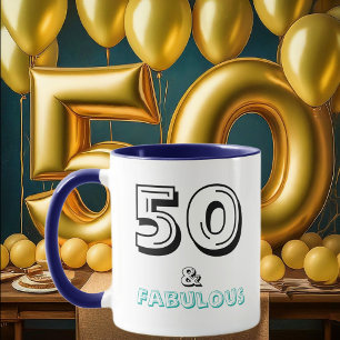 50と素晴らしい誕生日ブルータイポグラフィマグ マグカップ
