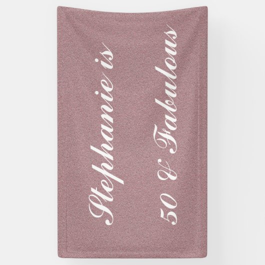 50と素晴らしい誕生日マルサラピンクホワイトクラス 横断幕 (縦)