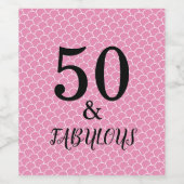 50と素晴らしい誕生日マーメイドパーティーピンクブラック ワインラベル (シングルラベル)