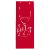 50と素晴らしい誕生日モダンスクリプトレッド ワインギフトバッグ (裏面)