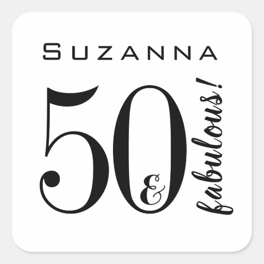 50と素晴らしい誕生日モダンブラック スクエアシール (正面)