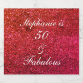 50と素晴らしい誕生日レッドホワイトグリッタースパークリー ビールラベル (シングルラベル)