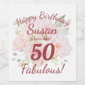 50と素晴らしい誕生日ワインボトルラベル ワインラベル (シングルラベル)