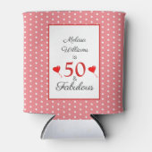 50と素晴らしい誕生日写真50thパーティーピンクホワイト 缶クーラー (正面)