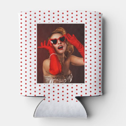 50と素晴らしい誕生日写真50thパーティー白レッド 缶クーラー (裏面)