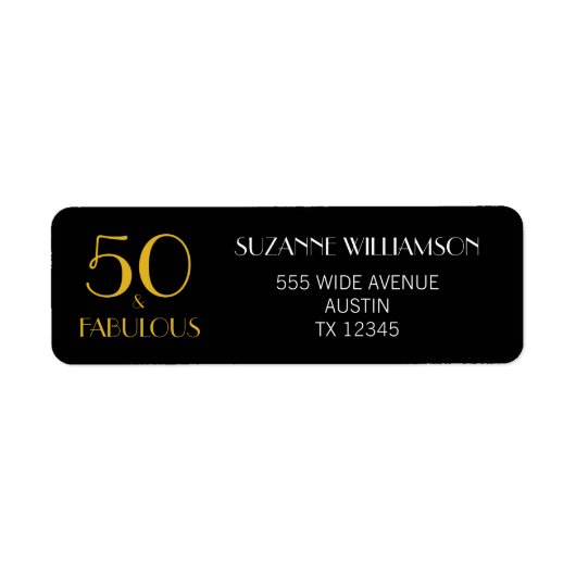 50と素晴らしい誕生日差出人住所ラベル ラベル (正面)