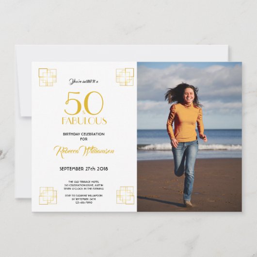 50と素晴らしい誕生日招待状アールデコスタイル 招待状 (正面)