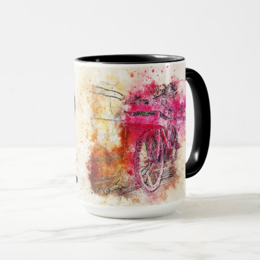 50と素晴らしい誕生日文字ヴィンテージ自転車アート マグカップ (正面右)