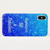 50と素晴らしい誕生日深いブルー輝グラデーションき Case-Mate iPhoneケース (裏面(横))