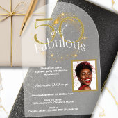 50と素晴らしい誕生日独身のフォトホワイト金ゴールド アクリル招待状