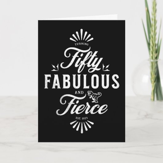 50と素晴らしい誕生日白黒の恐竜 カード (正面)