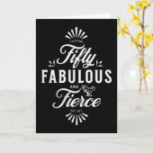 50と素晴らしい誕生日白黒の恐竜 カード (黄色い花)