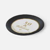 50と素晴らしい誕生日白黒金ゴールド ペーパープレート (アングル)