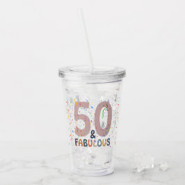 50と素晴らしい誕生日紙吹雪ピンクタイポグラフィ アクリルタンブラー