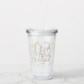 50と素晴らしい誕生日紙吹雪ピンクタイポグラフィ アクリルタンブラー (裏面)