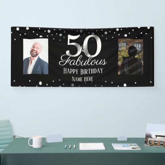 50と素晴らしい誕生日紙吹雪写真バナー 横断幕 (トレードショー)