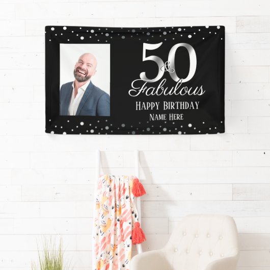 50と素晴らしい誕生日紙吹雪写真 横断幕 (インサイチュ)