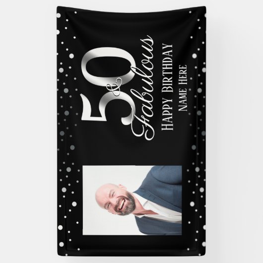 50と素晴らしい誕生日紙吹雪写真 横断幕 (縦)