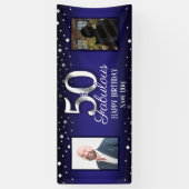 50と素晴らしい誕生日紙吹雪写真 横断幕 (縦)