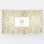 50と素晴らしい誕生日装飾フローラ金ゴールド 横断幕 (横)