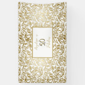 50と素晴らしい誕生日装飾フローラ金ゴールド 横断幕 (縦)