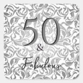 50と素晴らしい誕生日装飾銀フローラ スクエアシール (正面)