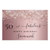 50と素晴らしい誕生日赤面ピンクのローズグリッター ポスター (正面)