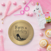 50と素晴らしい誕生日金ゴールドと黒靴 ペーパープレート (パーティー)