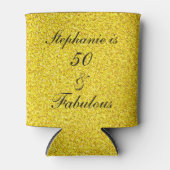 50と素晴らしい誕生日金ゴールドブラックグリッタープレゼント 缶クーラー (正面)