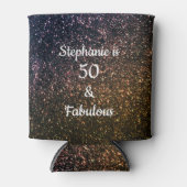 50と素晴らしい誕生日金ゴールドブラックグリッター クール 缶クーラー (正面)