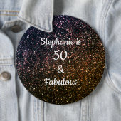 50と素晴らしい誕生日金ゴールドブラックグリッター クール 缶バッジ (インサイチュ)