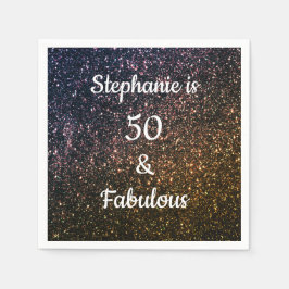 50と素晴らしい誕生日金ゴールドブラックグリッター グラデーション スタンダードカクテルナプキン