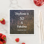 50と素晴らしい誕生日金ゴールドブラックゴールデングリッター スタンダードランチョンナプキン (インサイチュ)