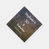 50と素晴らしい誕生日金ゴールドブラックゴールデングリッター スタンダードランチョンナプキン (角)