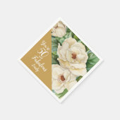 50と素晴らしい誕生日金ゴールドマグノリアフローラ名 スタンダードカクテルナプキン (角)