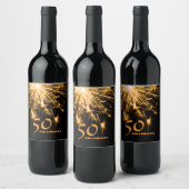 50と素晴らしい誕生日金ゴールド輝くパーティー ワインラベル (ボトル)