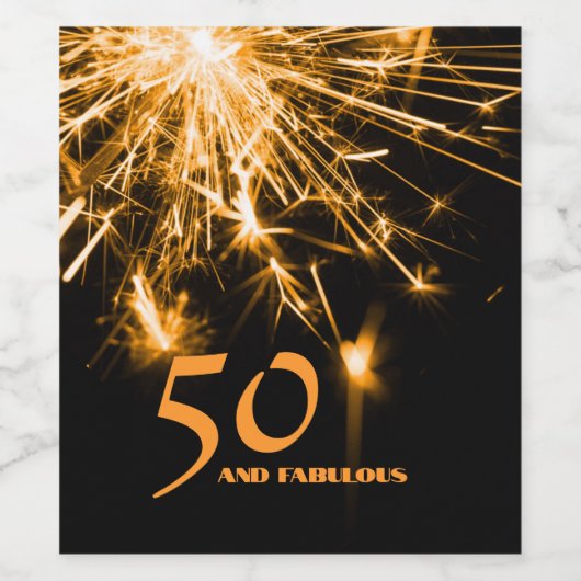 50と素晴らしい誕生日金ゴールド輝くパーティー ワインラベル (シングルラベル)