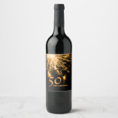 50と素晴らしい誕生日金ゴールド輝くパーティー ワインラベル (正面)