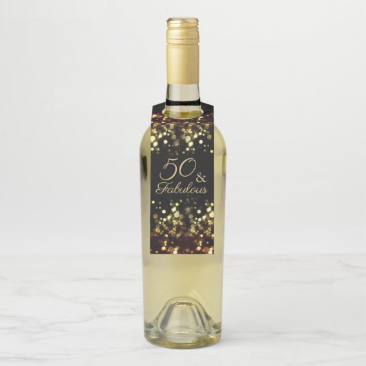 50と素晴らしい誕生日金ゴールド《写真》ぼけ味 ボトルネックタグ (ボトル)