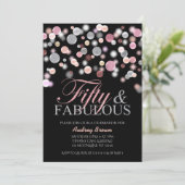 50と素晴らしい誕生日、ピンクのグリッター50th 招待状 (スタンド正面)